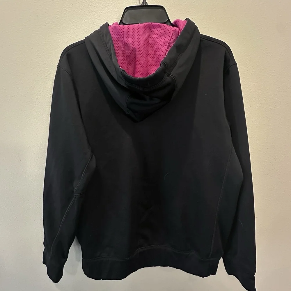 Nike Hoodie Embroidered Womens‎ Sm Black Dri-Fit Swoosh Full Zip Sweatshirt